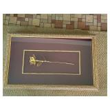 Framed Gold Toned Rose Wall Art in Ornate Shadow Box, 23x14x5 Inches