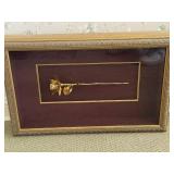 Framed Gold Toned Rose Wall Art in Ornate Shadow Box, 23x14x5 Inches
