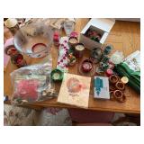 Holiday Decor and Tableware Collection with Candles, Napkins, and Linens