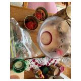 Holiday Decor and Tableware Collection with Candles, Napkins, and Linens