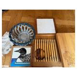 Kitchen Decor and Utility Collection with Cutting Board, Wall Art, Trivet, Tile, and Basket