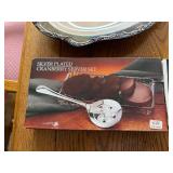 Collection of Silver Plated Serving Pieces and Crystal Tray