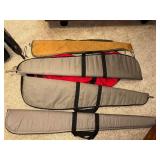 Collection of 4 Soft Rifle Cases and 1 Outbound Red Gear Bag