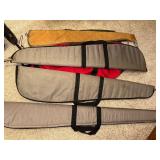 Collection of 4 Soft Rifle Cases and 1 Outbound Red Gear Bag