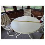 Round Metal Patio Table with 4 Slatted Chairs
