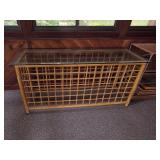Wicker and Glass Console Table with Lattice Design