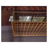Wicker and Glass Console Table with Lattice Design