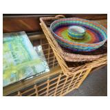 Decorative Serving Tray and Colorful Basketware Lot