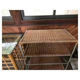 Wicker and Metal 3-Tier Shelving Unit