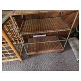 Wicker and Metal 3-Tier Shelving Unit