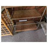 Wicker and Metal 3-Tier Shelving Unit