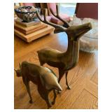 Pair of Vintage Solid Brass Deer Figurines