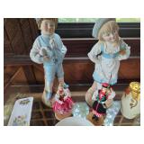 Porcelain Figurine and Teacup Collection with Floral Accents