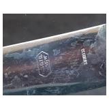 Vintage Glass Salt and Pepper Set with Shakers, Condiment Dish, Knife, and Spoon