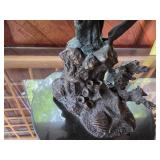 Bronze Sea Turtle Sculpture with Coral Detail