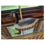 Hand-Carved Wooden Canada Goose Decoy Signed PB