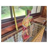 Hand-Painted Wooden Frog Statue with Sunglasses and Leaf