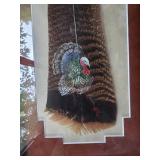 Framed Feather Art with Hand-Painted Turkey by Marilyn Truitt