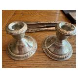 Lot of Weighted Sterling Silver Candle Holders and Sterling Handle Knives