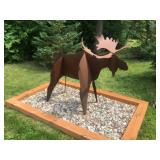 Large Metal Moose Yard Art Sculpture