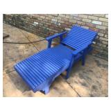 Blue Wooden Outdoor Chaise Lounge Chair with Cushion and Cover