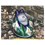 Ceramic Frog Planter with Hand-Painted Floral Design