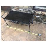 Black Wrought Iron and Glass Outdoor Patio Coffee Table