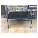 Black Wrought Iron and Glass Outdoor Patio Coffee Table