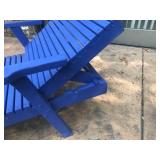 Blue Wooden Outdoor Chaise Lounge with Navy Cushions and Cover