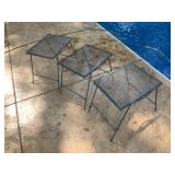 Set of 3 Black Metal Mesh Outdoor Side Tables