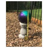 Glass Gazing Ball with Decorative Stone Pedestal