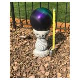 Glass Gazing Ball with Decorative Stone Pedestal