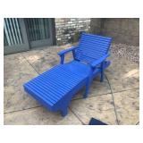 Blue Wooden Outdoor Chaise Lounge with Cushion and Cover
