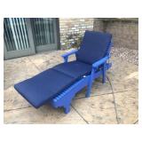 Blue Wooden Outdoor Chaise Lounge with Cushion and Cover