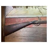 Antique Percussion Cap Long Gun with Ornate Wood Stock