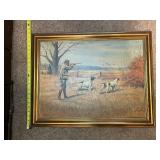 Edwin Megargee 1937 Framed Hunting Scene Oil Painting