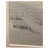 Set of 2 Framed Mary Ostazeski Winter Landscape Watercolors (1998)