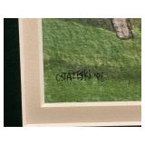 Framed 1998 Mixed Media Artwork by Ostajeski - Peacock