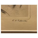 Framed R.H. Palenske Etching Pay Day Cowboy Western Art