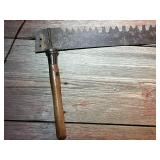 Vintage Two-Man Crosscut Saw and Wooden Herb Chopper Set