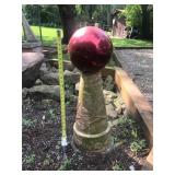 Outdoor Garden Gazing Ball with Ornate Pedestal Stand