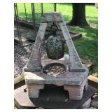 Vintage Cast Iron Bell with Stone-Style Outdoor Stand
