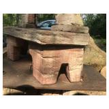 Vintage Cast Iron Bell with Stone-Style Outdoor Stand