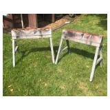 Pair of Foldable Metal Sawhorses with Paint Residue