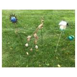 Collection of 4 Decorative Metal Garden Stakes with Hooks
