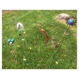 Collection of 4 Decorative Metal Garden Stakes with Hooks