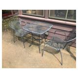 Metal Patio Bistro Set with Square Table and 2 Chairs