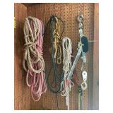 Assorted Rope, Bungee Cords, and Pulley Collection
