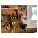 Garage Tool and Hardware Lot with Hand Tools, Garden Tools, and Accessories