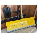 Collection of Garden and Snow Tools with Jumper Cables and Animal Trap